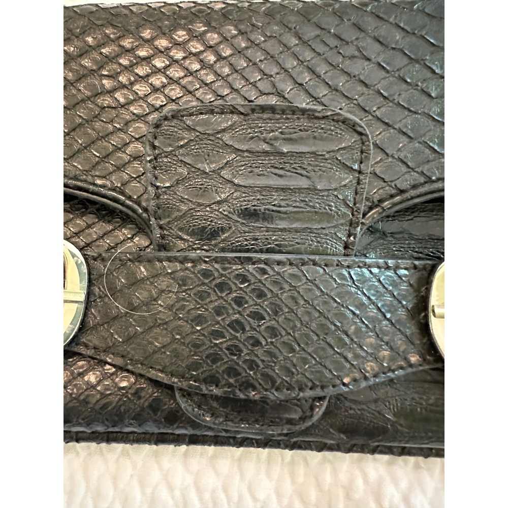 Chinese Laundry Black Snakeskin leather Embossed Clutch‎ Evening Bag  Detail - Picture 2 of 4